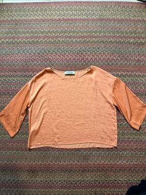 MOUTAKI GREEK ORANGE SHERBERT 3/4 SLEEVE BLOUSE
